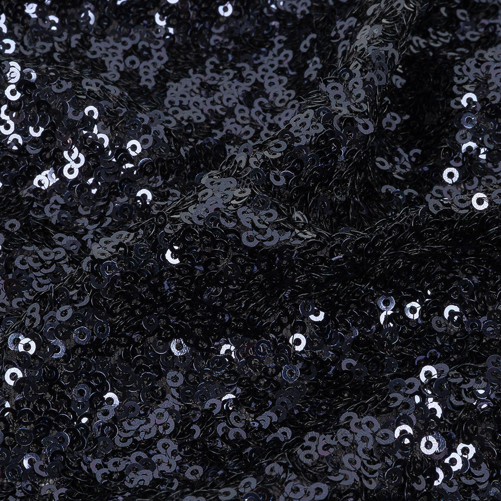 Neon Navy Clustered Baby Sequins on Stretch Mesh
