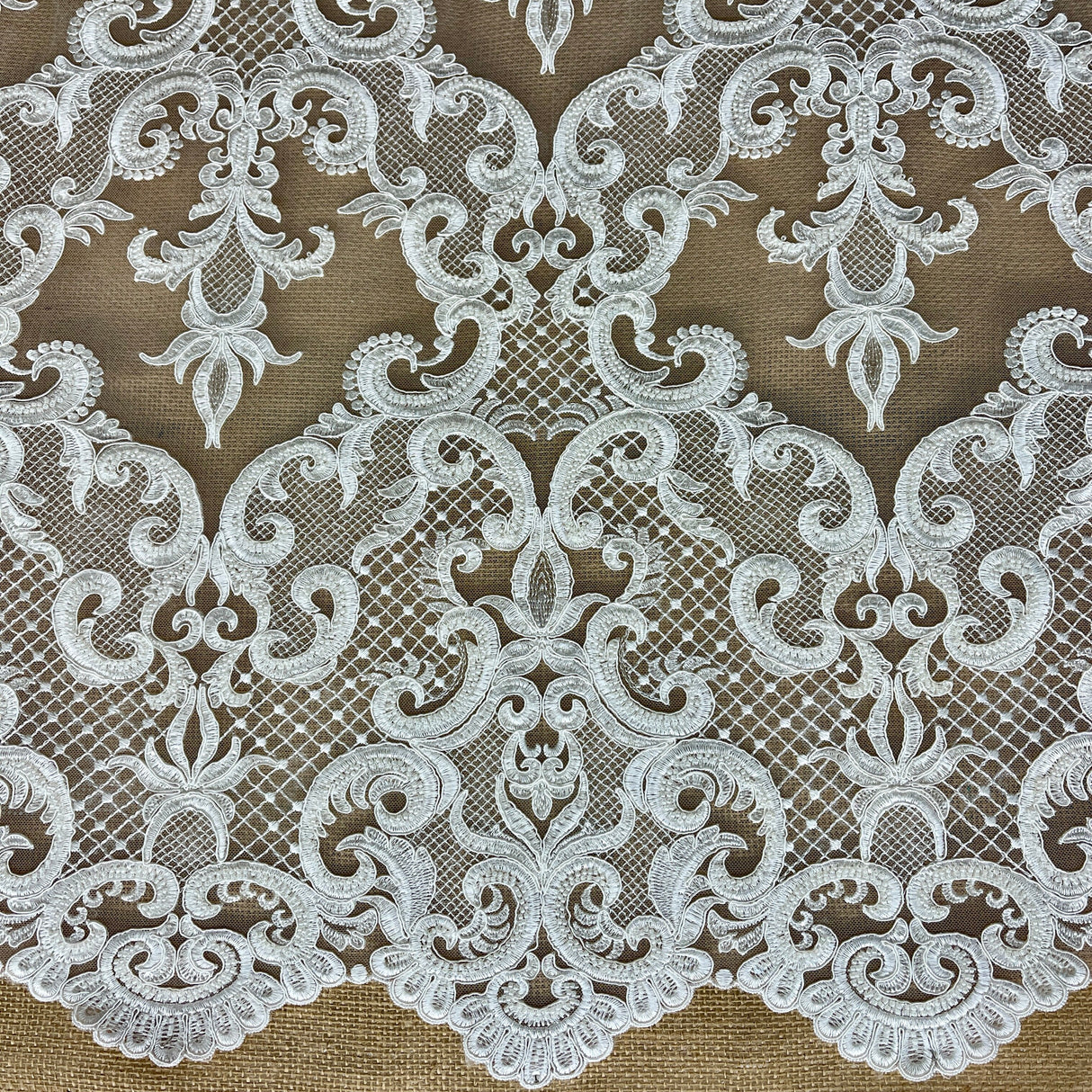 Beaded Corded Bridal Lace Dark Ivory