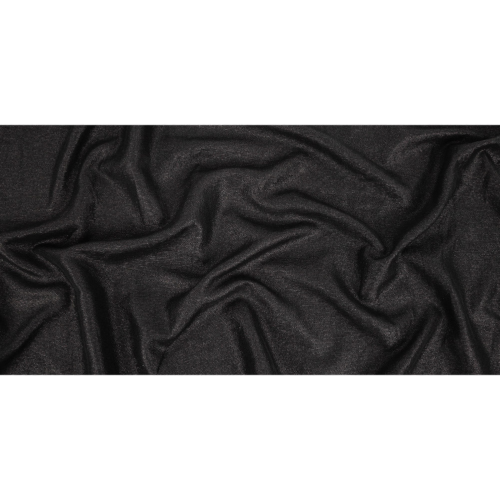 Italian Black on Black Striped Blended Cotton Woven