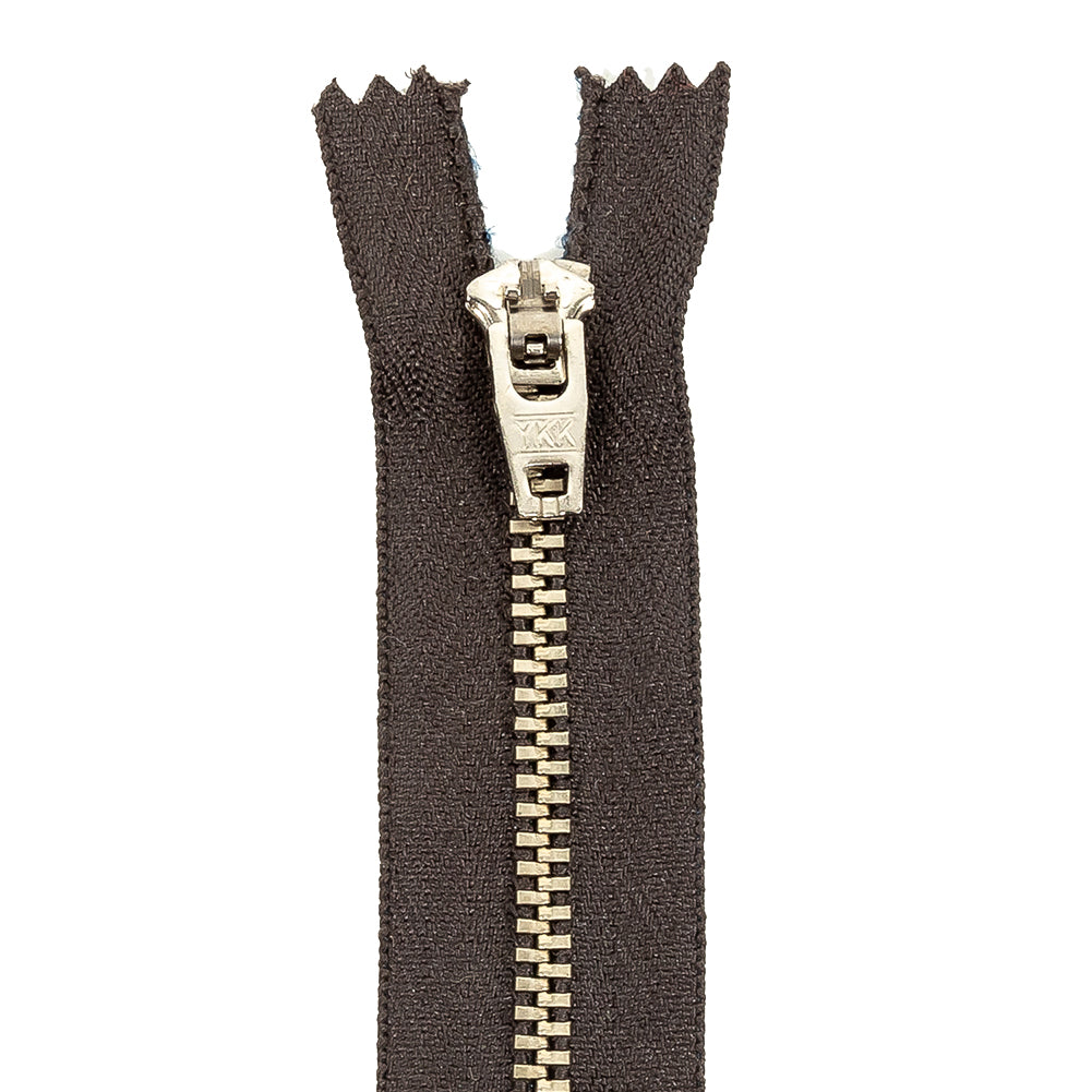 YKK Chocolate Torte Metal Closed Bottom Zipper with Silver Teeth - 5"