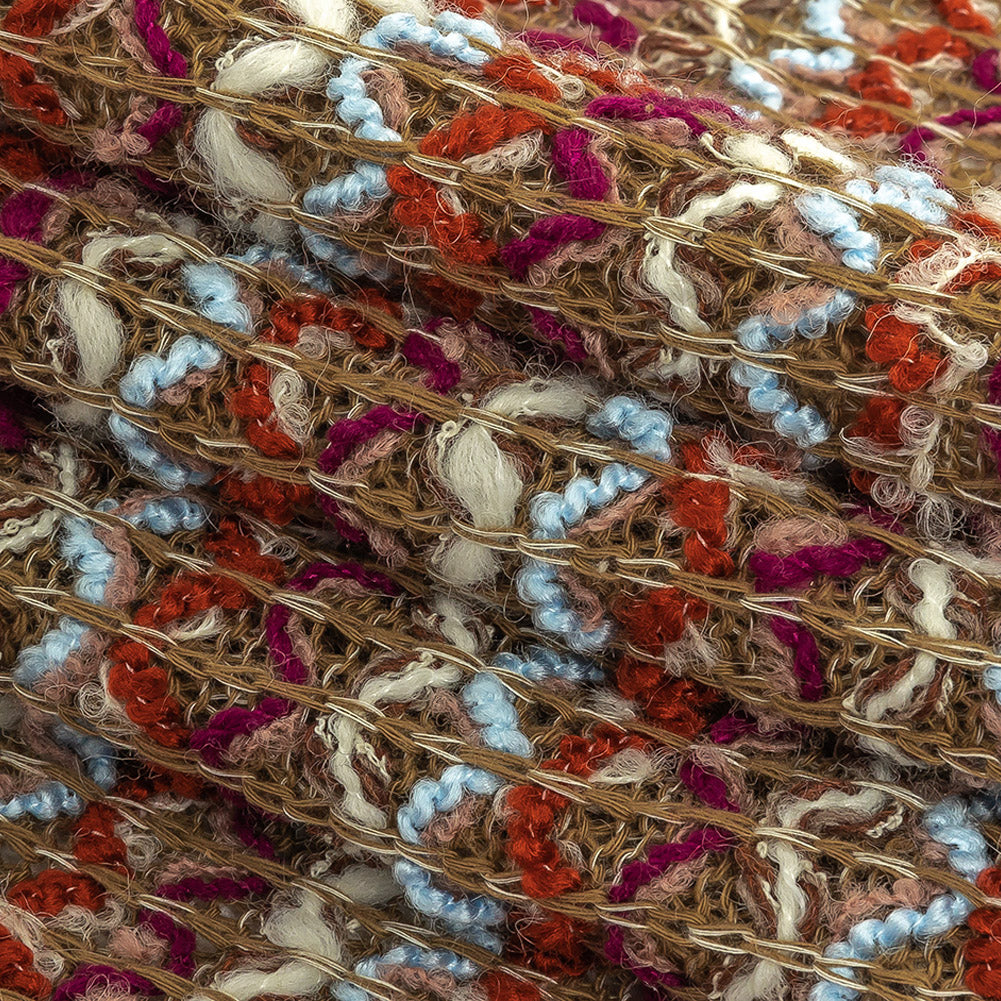 Italian Taupe, Baby Blue and Picante Blended Wool Sweater Knit