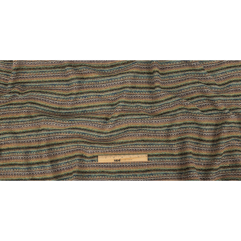 Tangerine, Avocado and Aqua Stripes Cotton Blended Sweater Knit