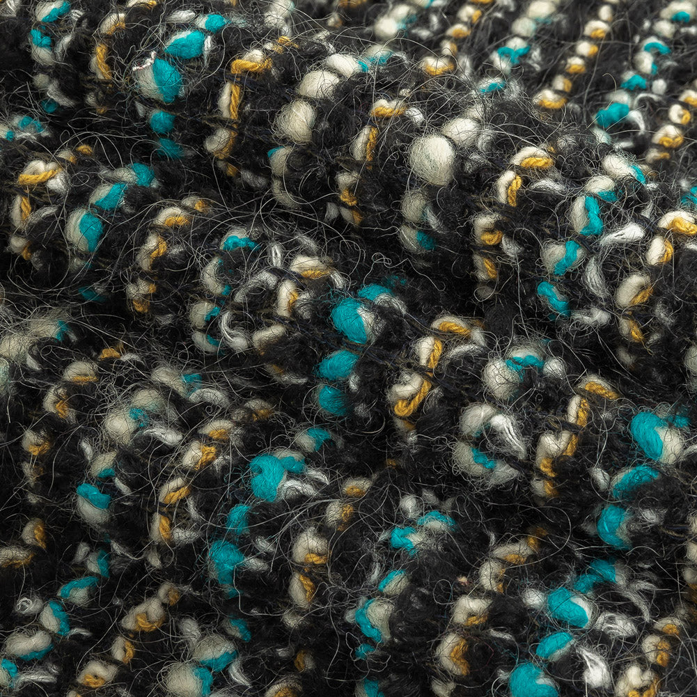 Navy, Aqua and Yellow Striped Chunky Wool Knit