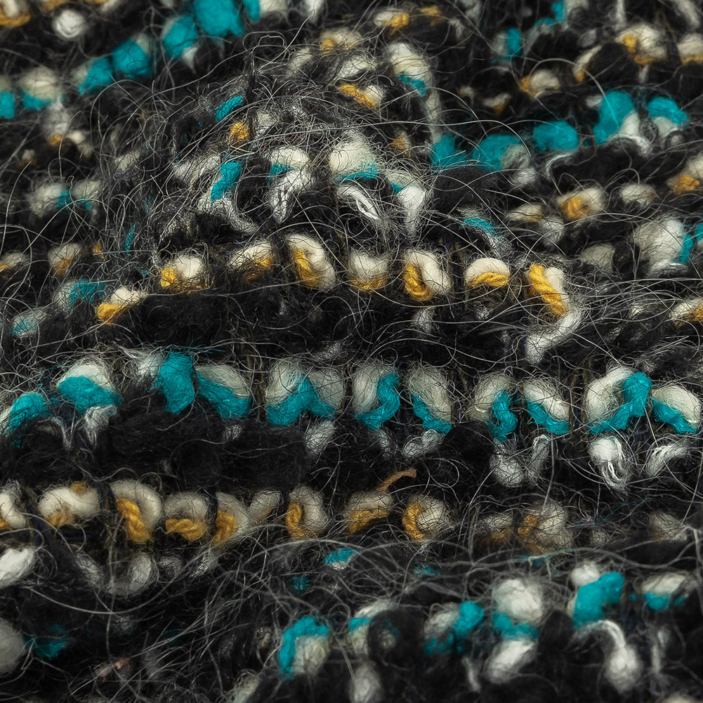 Navy, Aqua and Yellow Striped Chunky Wool Knit