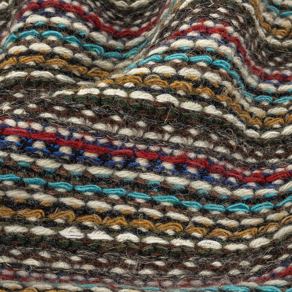 Mustard, Army Green, Blue and Ruby Wine Striped Wool Sweater Knit