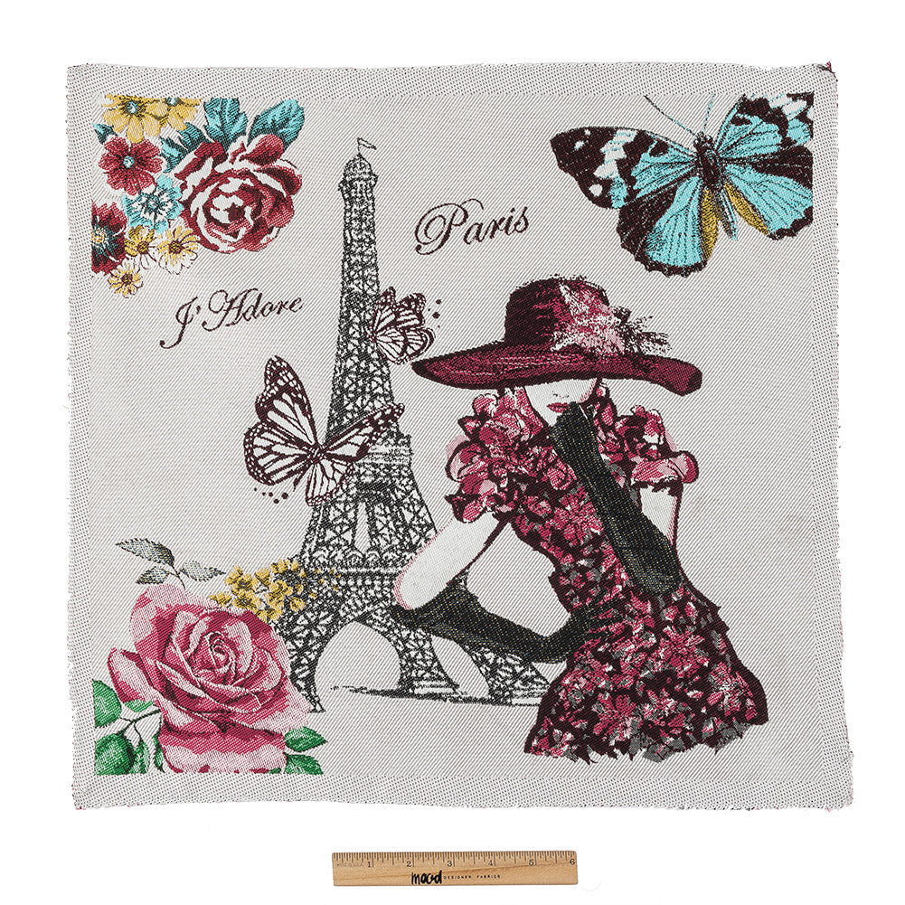 French Pearl and Pink J'Adore Paris Cotton Blend Oversized Square Patch - 18.875"