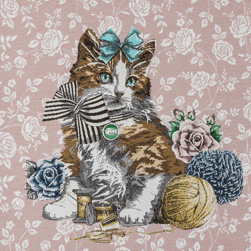 French Rose Posed with a Bow Cotton Blend Oversized Square Patch - 18.875"