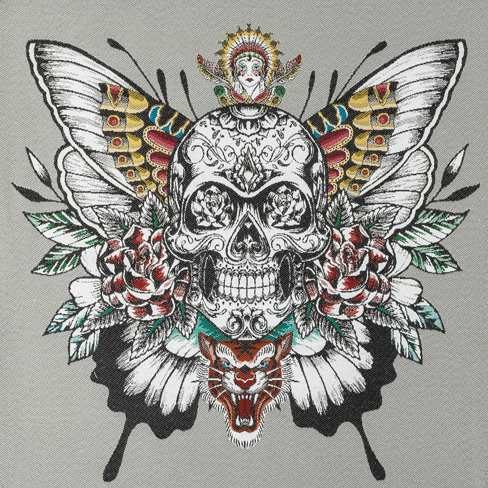 French Gray A Flutter On Cotton Blend Oversized Square Patch - 18.875"