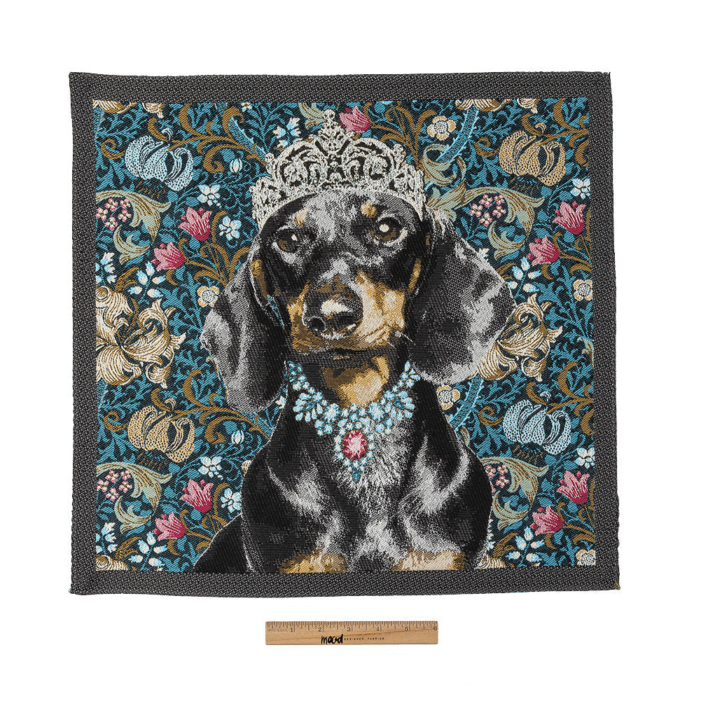 French Blue Crowned Dachshund Oversized Square Patch - 18.875"