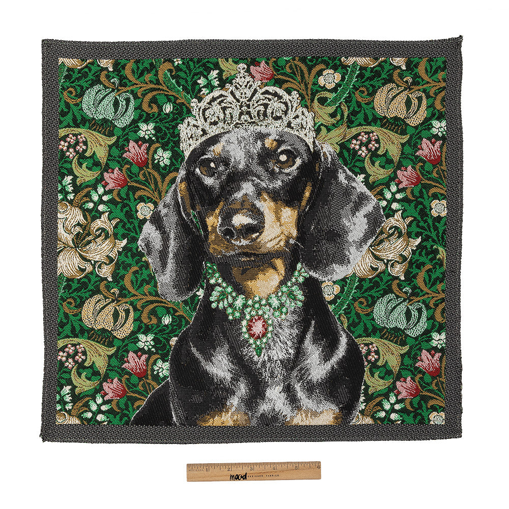 French Green Crowned Dachshund Oversized Square Patch - 18.875"