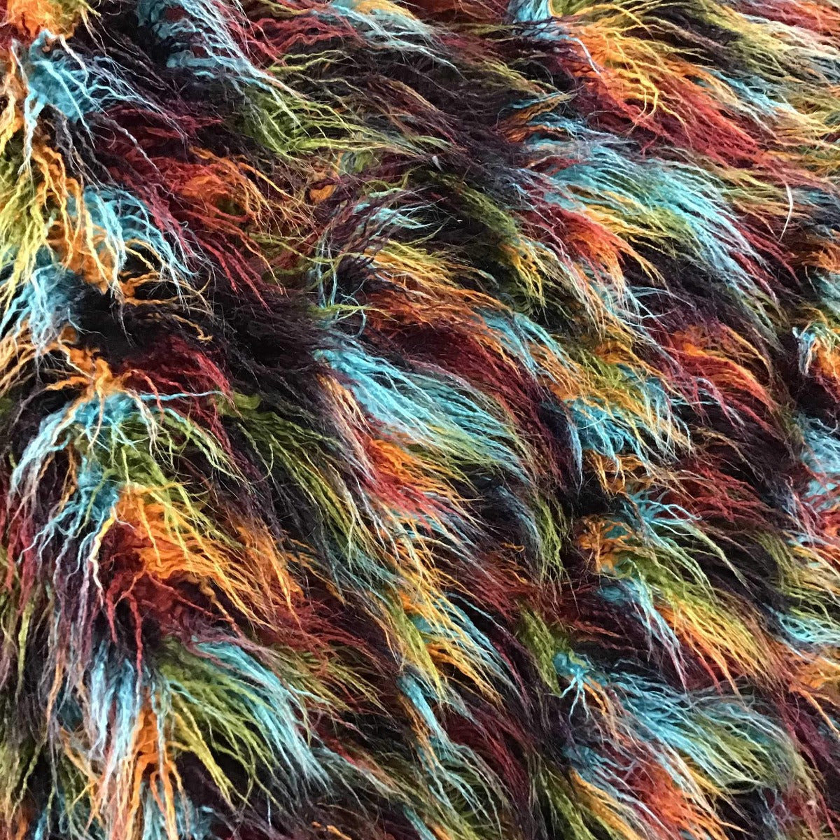 Faux Fur Fabric Multicolor Curly Long Pile
