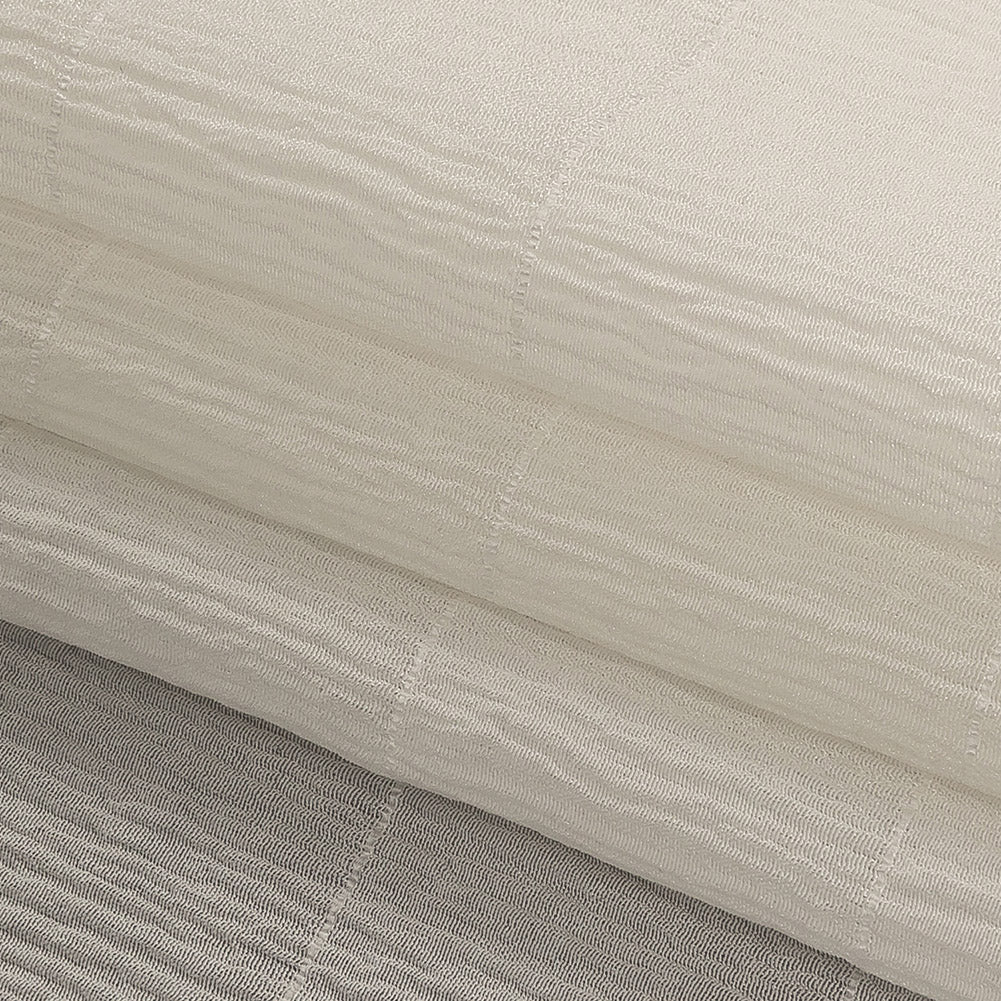 Famous Australian Designer Coconut Milk Stretch Crinkled Silk Crepe with Woven Pinstripes