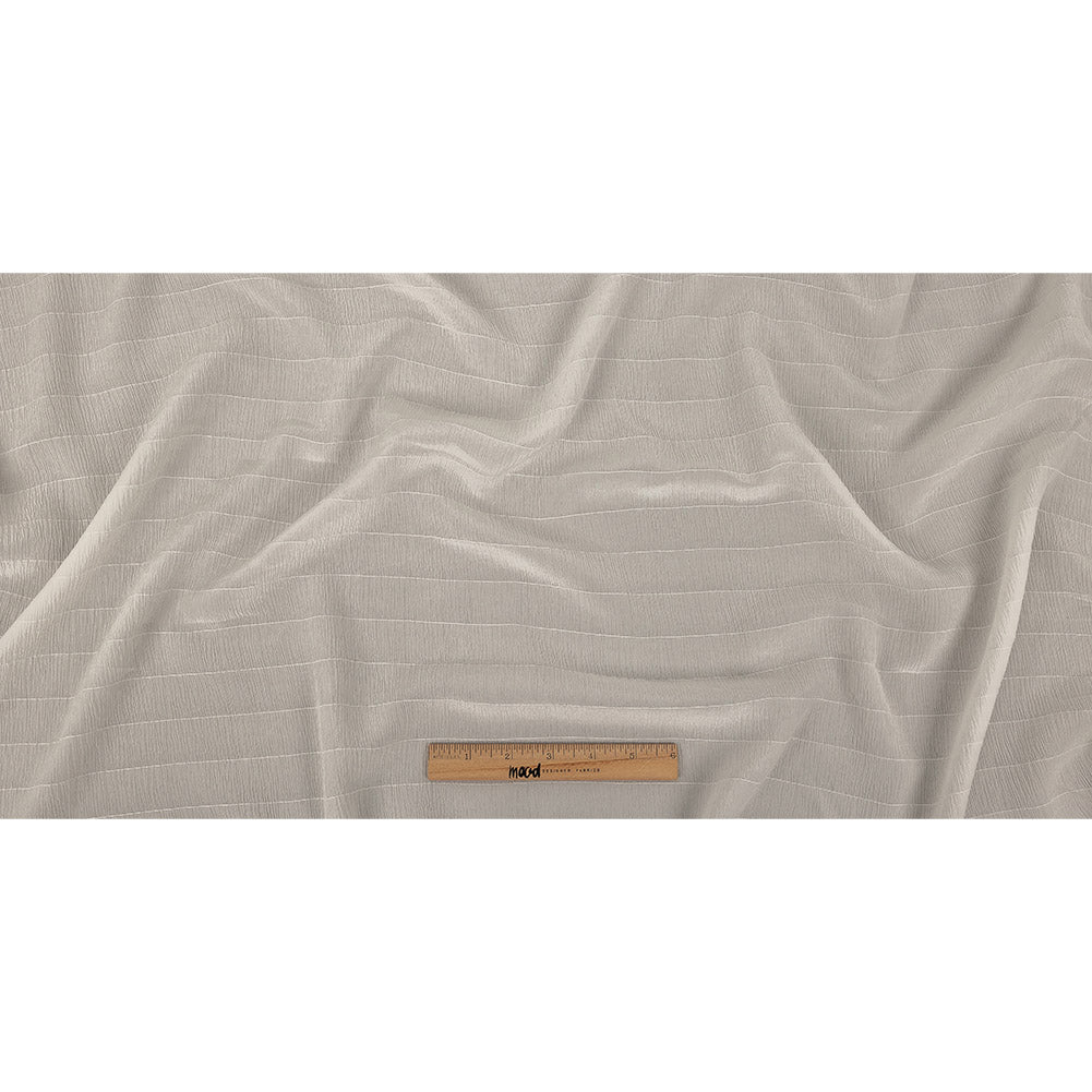 Famous Australian Designer Coconut Milk Stretch Crinkled Silk Crepe with Woven Pinstripes