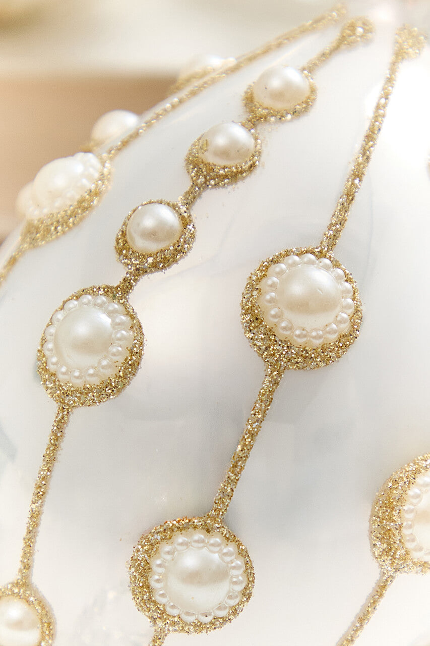 4" - 6" Pearl Embellished Glass Ornament