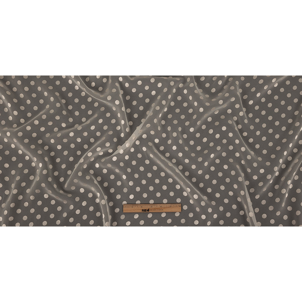 Famous Australian Designer Dew Polyester Chiffon with Satin Burnout Polka Dots