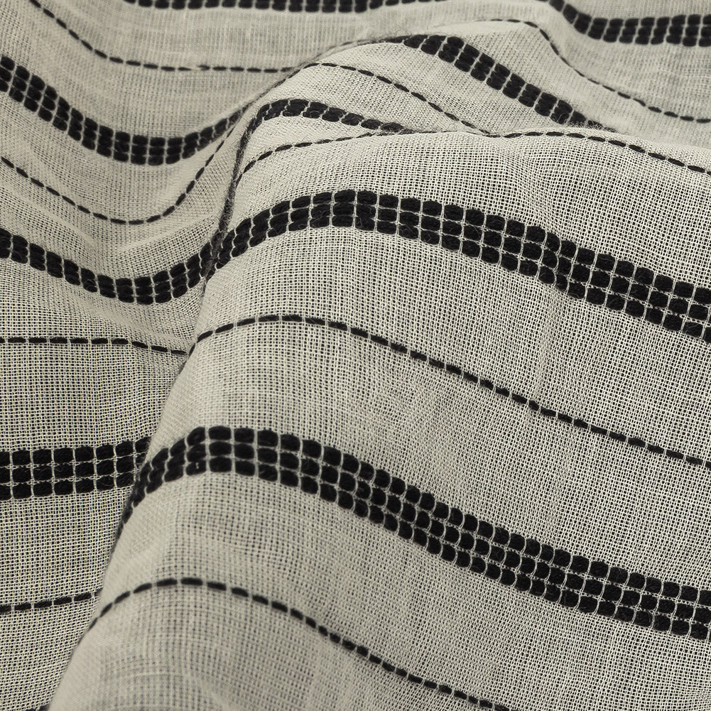 Famous Australian Designer Ivory Cotton Voile with Phantom Woven Pinstripes