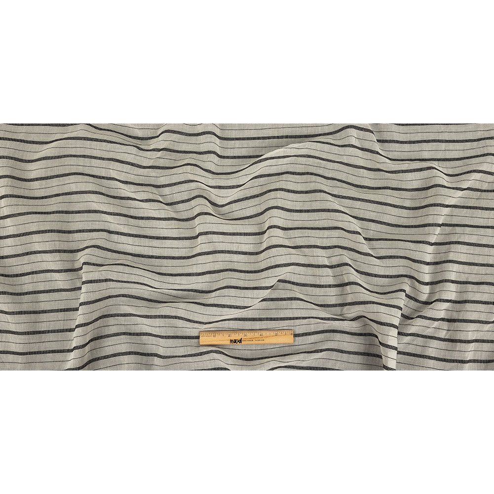 Famous Australian Designer Ivory Cotton Voile with Phantom Woven Pinstripes