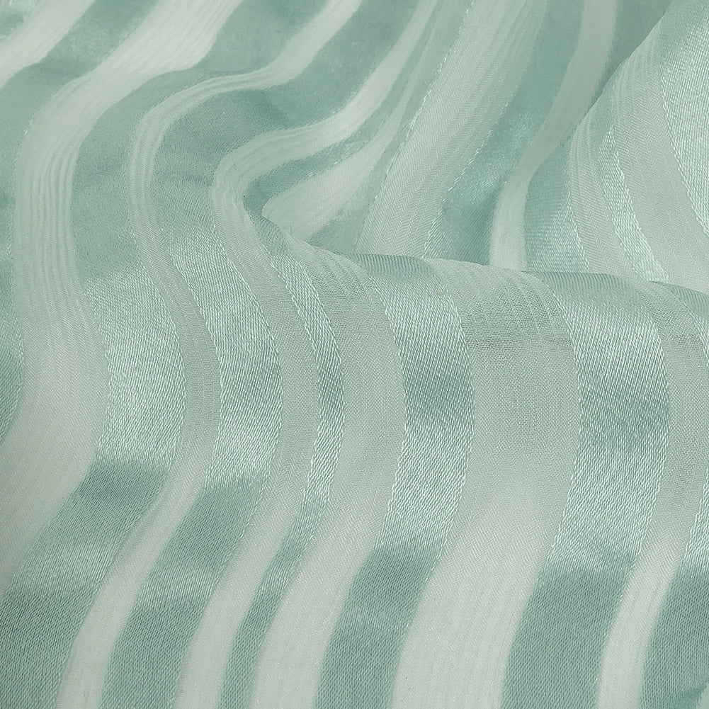 Famous Australian Designer Seafoam Crinkled Silk Chiffon with Satin Stripes