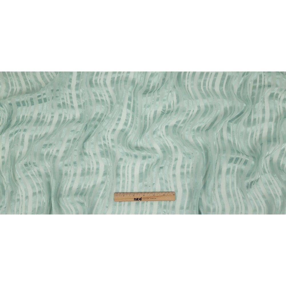 Famous Australian Designer Seafoam Crinkled Silk Chiffon with Satin Stripes