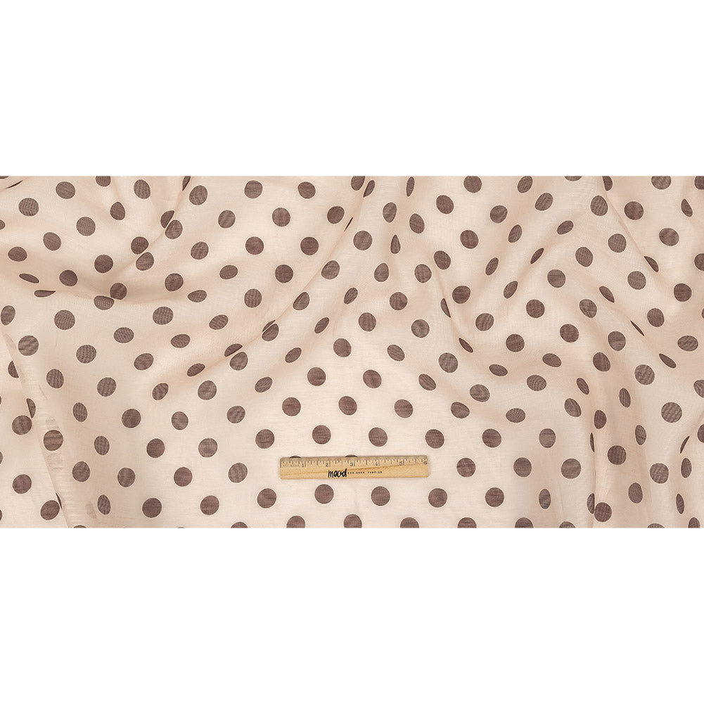 Famous Australian Designer Nude and Cocoa Polka Dotted Linen and Silk Organza