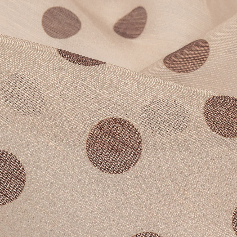 Famous Australian Designer Nude and Cocoa Polka Dotted Linen and Silk Organza