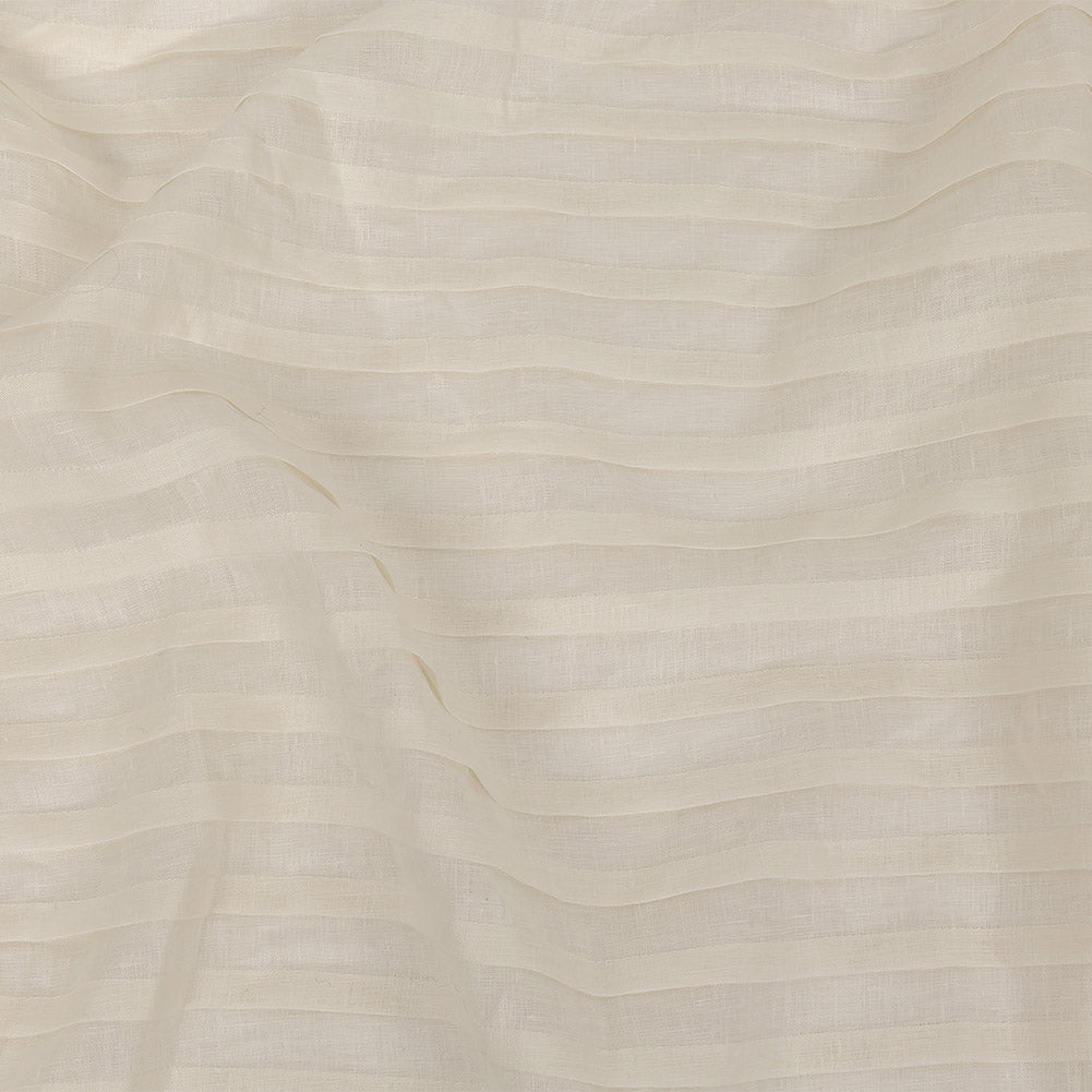Famous Australian Designer Ivory Pintucked Pleats Linen Woven Panel