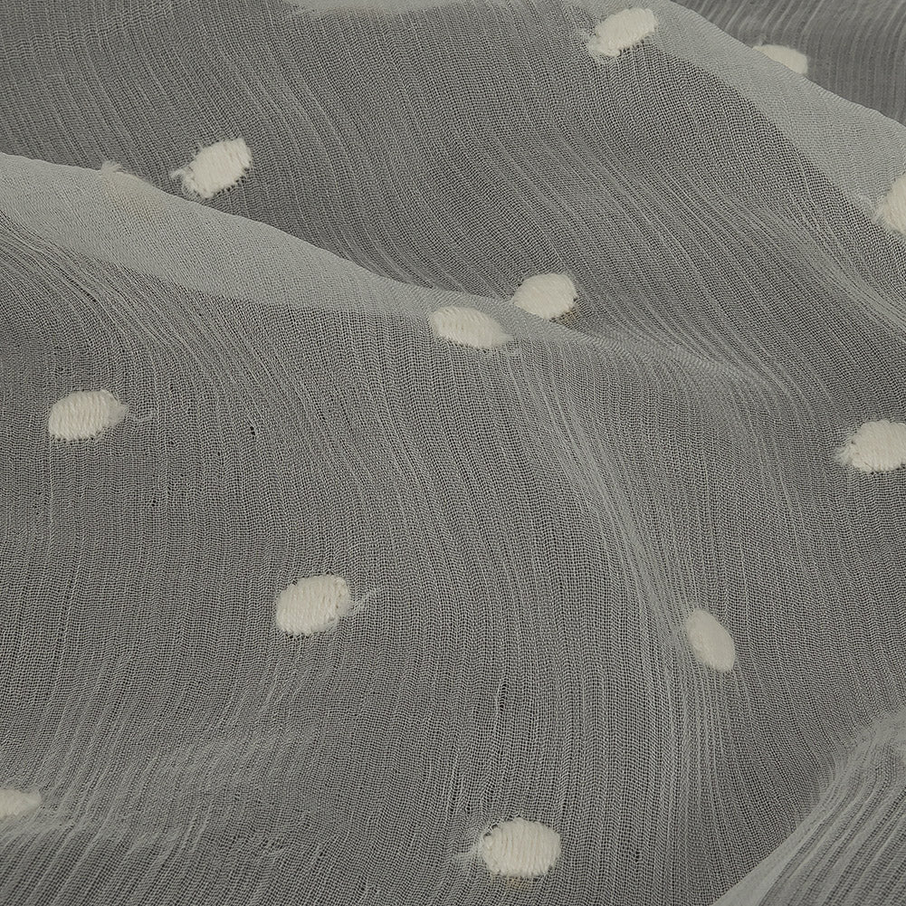 Famous Australian Designer Tofu Embroidered Dots Crinkled Silk Chiffon