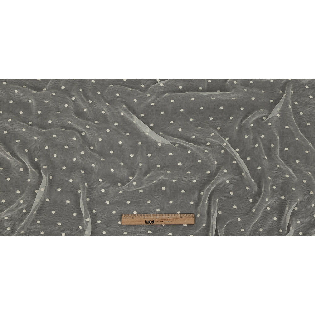 Famous Australian Designer Tofu Embroidered Dots Crinkled Silk Chiffon