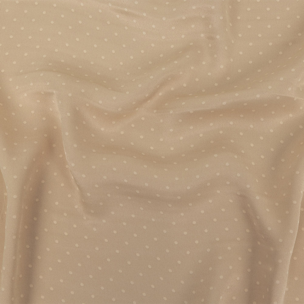 Famous Australian Designer Pink Tint Polka Dotted Shiny Viscose Twill