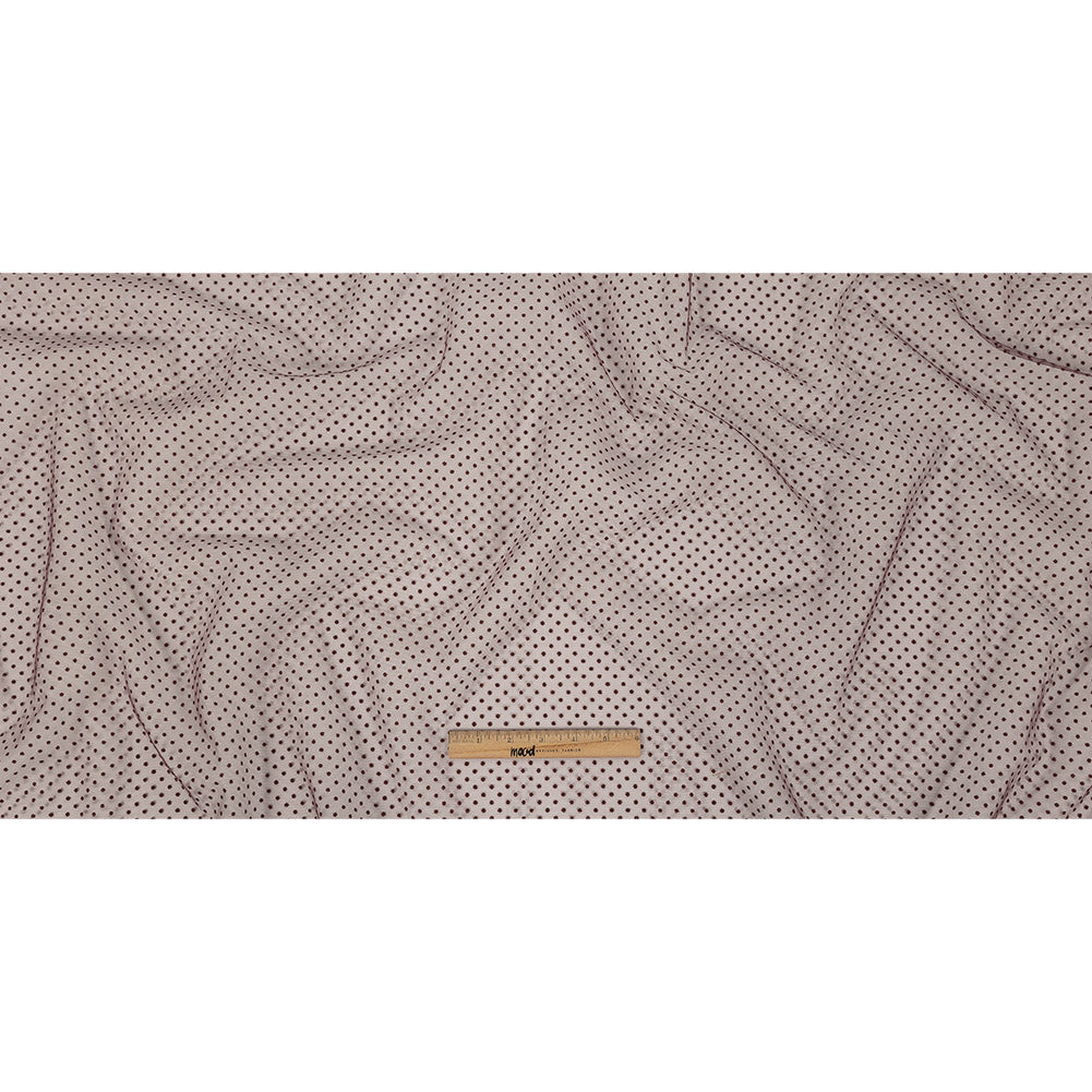 Famous Australian Designer Mahogany Flocked Dots Polyester Mesh