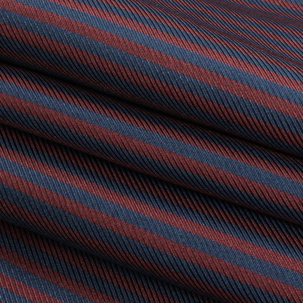 Famous Australian Designer Moonlit Ocean and Chocolate Truffle Candy Striped Viscose and Silk Twill
