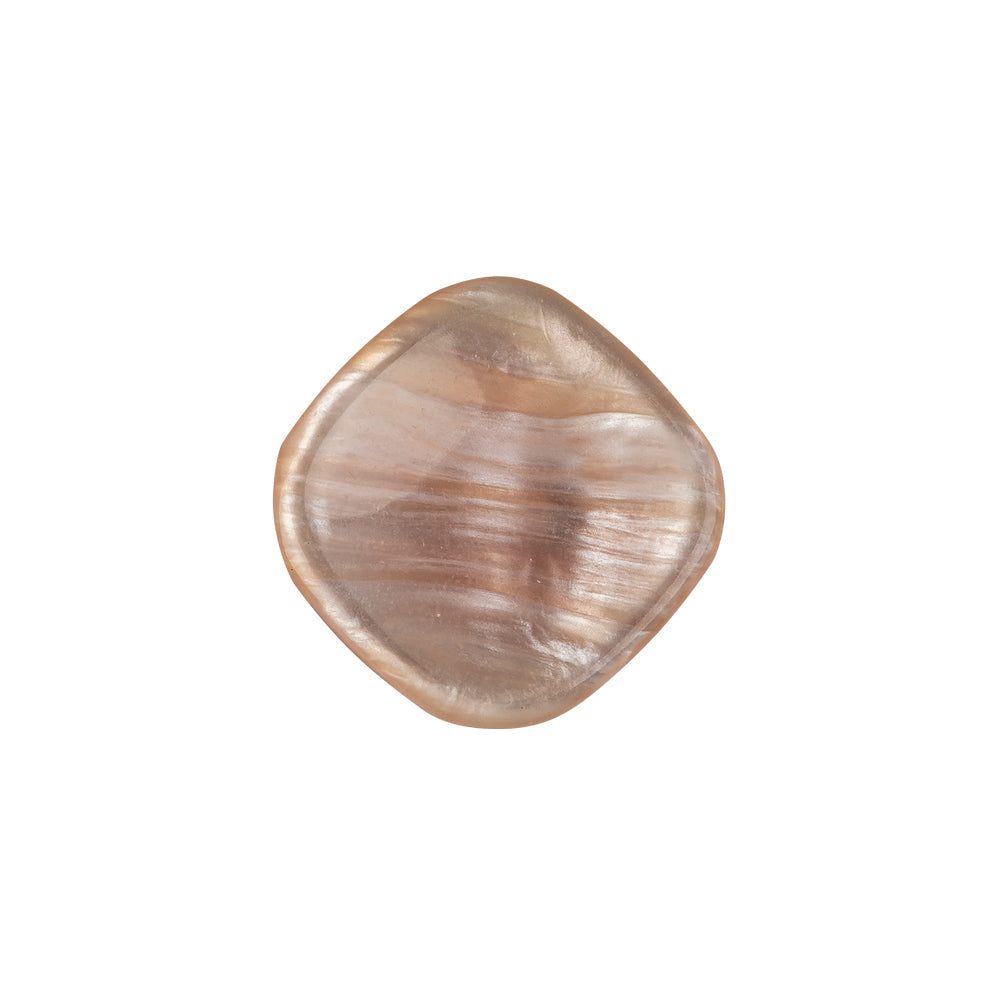 Blush Iridescent Rounded Square Self Back Plastic Button - 32L/20mm