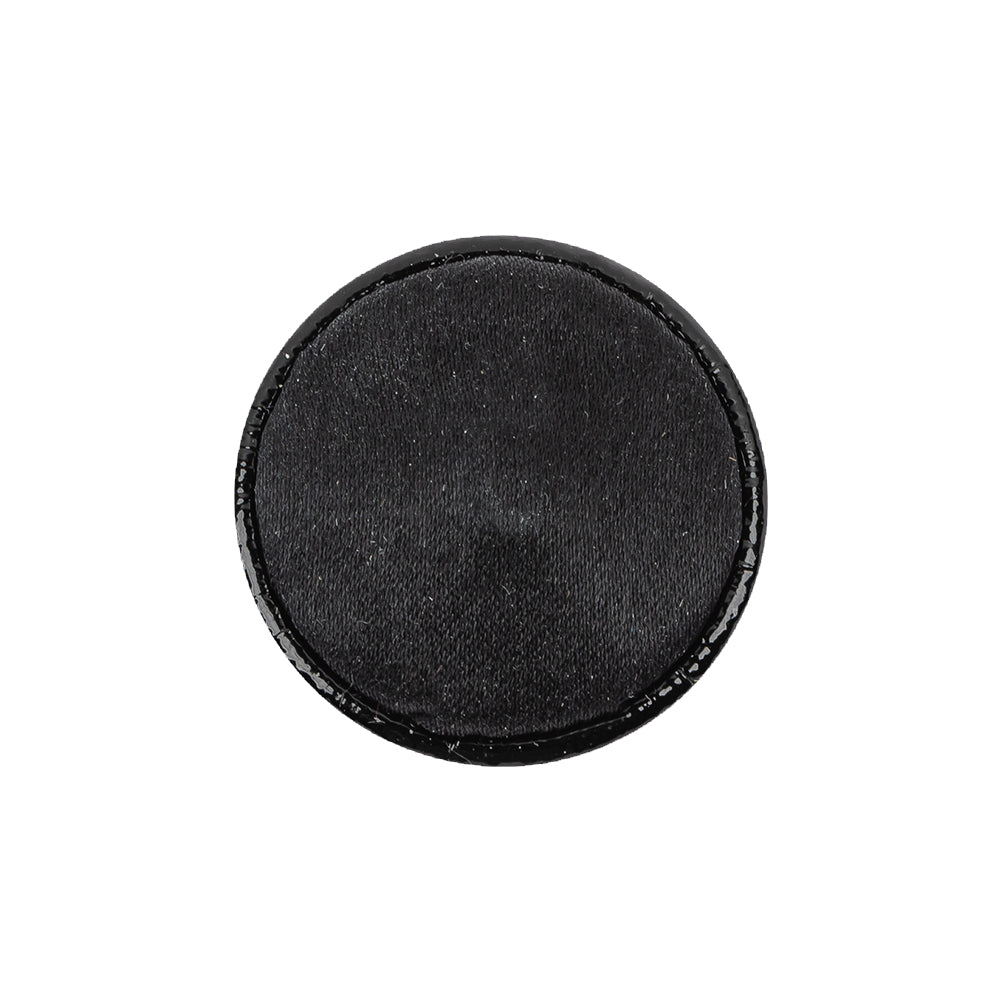 Black Patent Leather and Silk Sew On Button - 36L/23mm