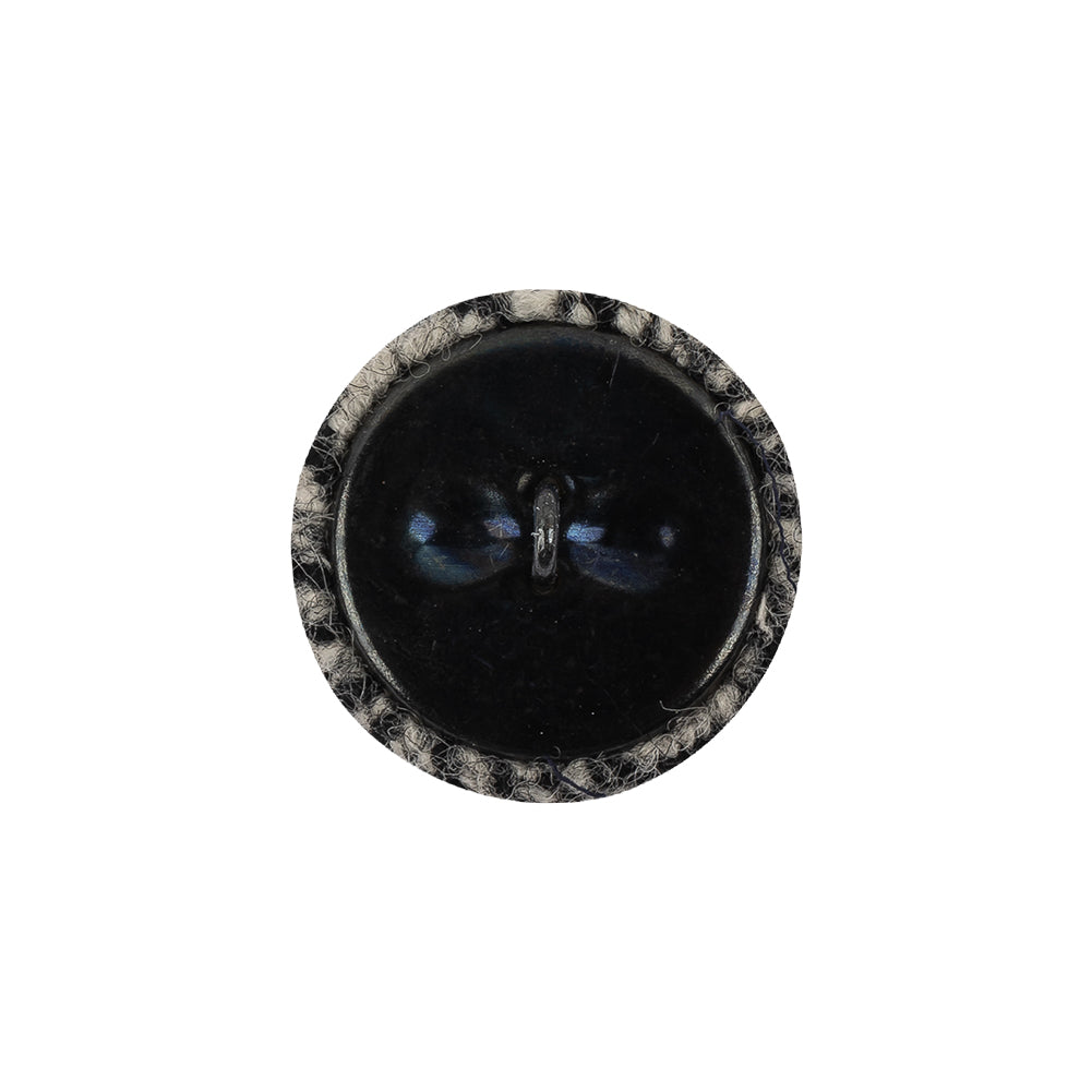 Black, Agate Gray and White Tweed Fabric Covered Wool and Metal Shank Back Button - 32L/20mm
