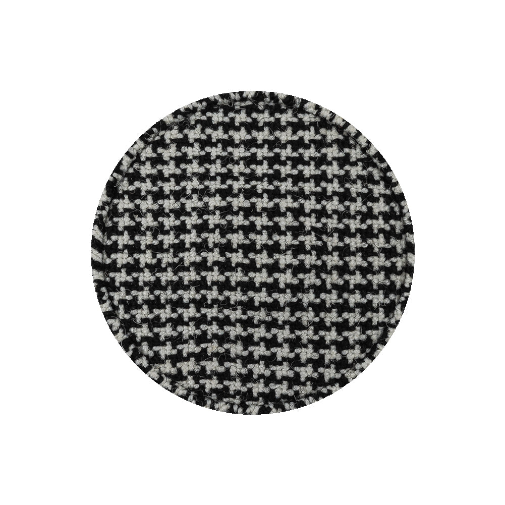 Black and White Houndstooth Fabric Covered Wool and Metal Sew On Button - 40L/25.5mm