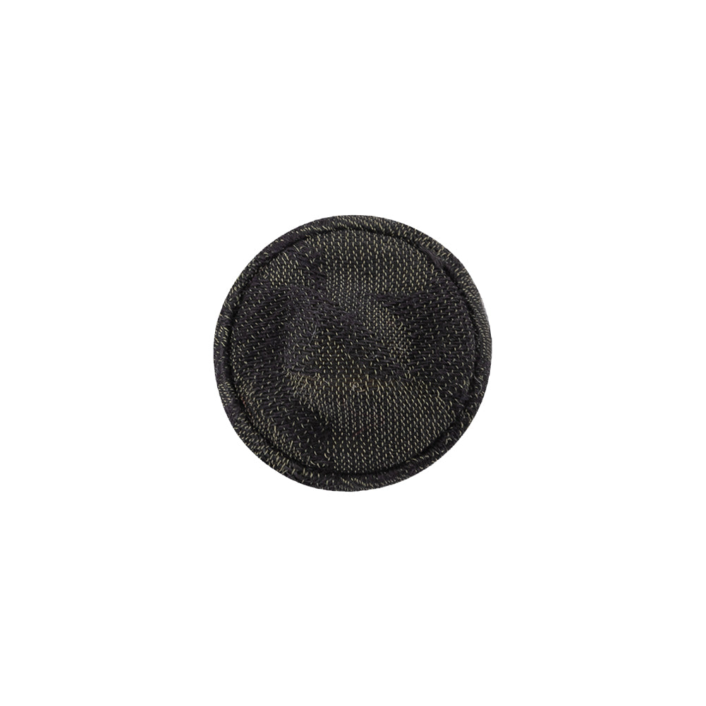 Storm Gray Jacquard Fabric Covered Domed Cotton and Metal Sew On Button - 24L/15mm