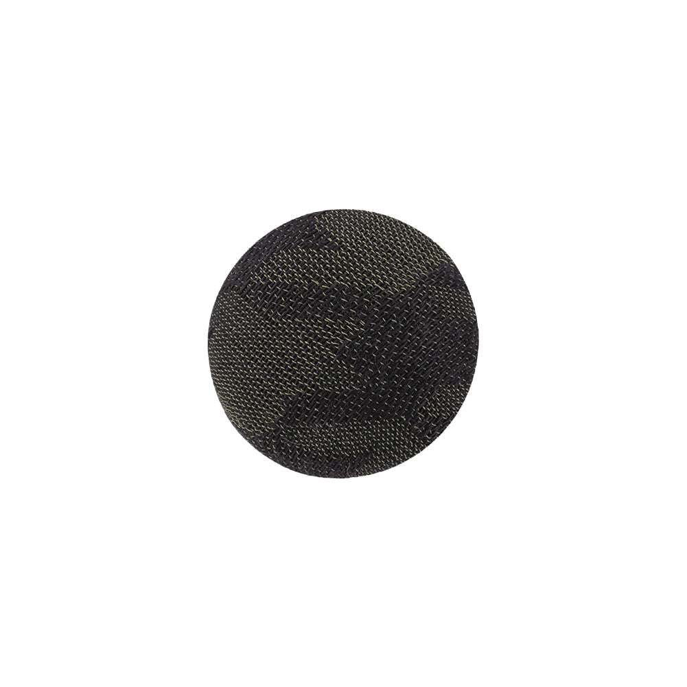 Storm Gray Jacquard Fabric Covered Domed Cotton and Metal Sew On Button - 24L/15mm