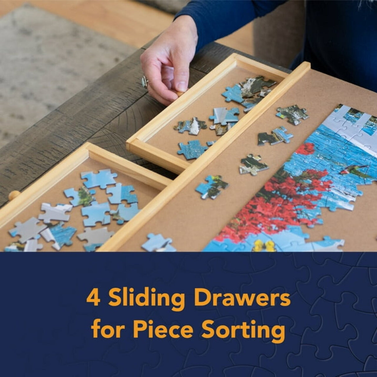 Bits and Pieces 47271 – Standard Size Wooden Puzzle Plateau for Jigsaw Puzzle Organization