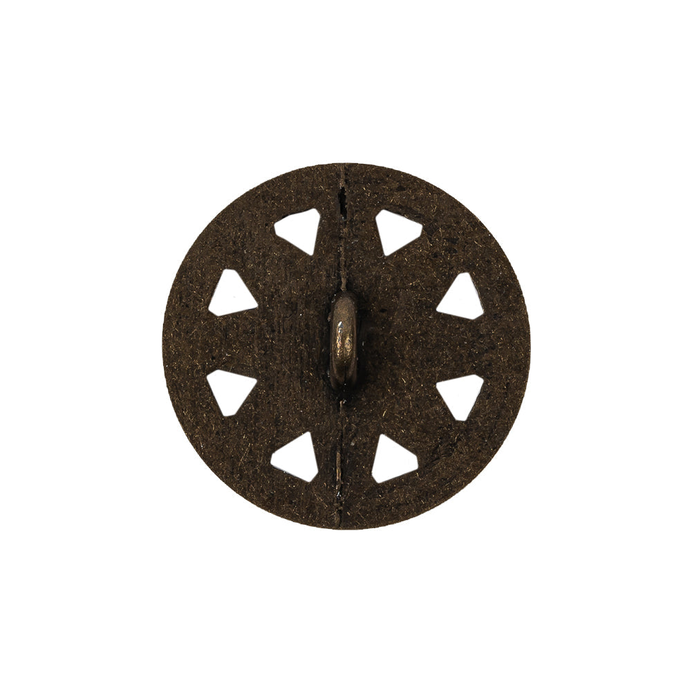 Italian Bronze Floral Shank Back Button - 36L/23mm