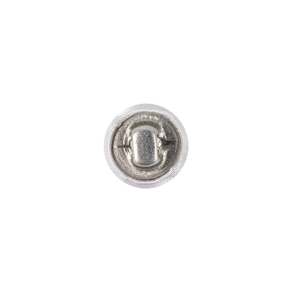 White Fabric Covered Low Domed Shank Back Button - 18L/11.5mm