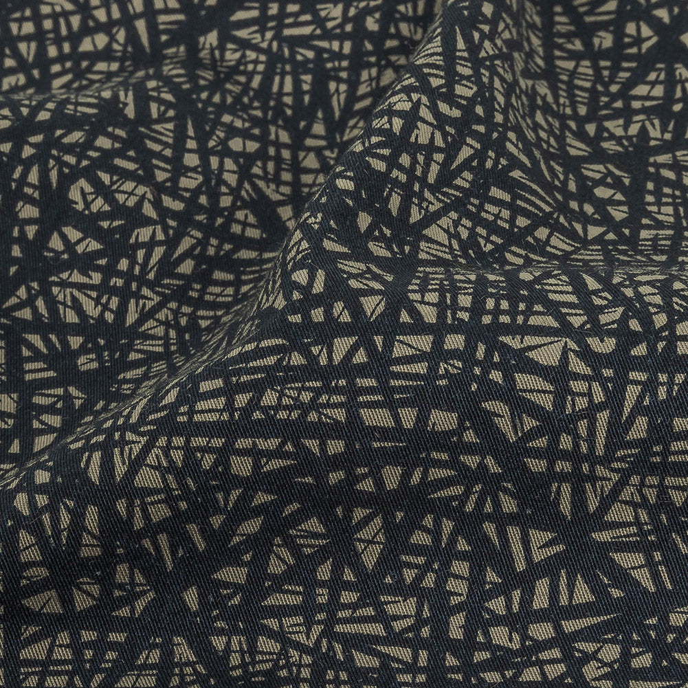Liz Claiborne Cloudburst and Navy Abstract Printed Cotton Twill
