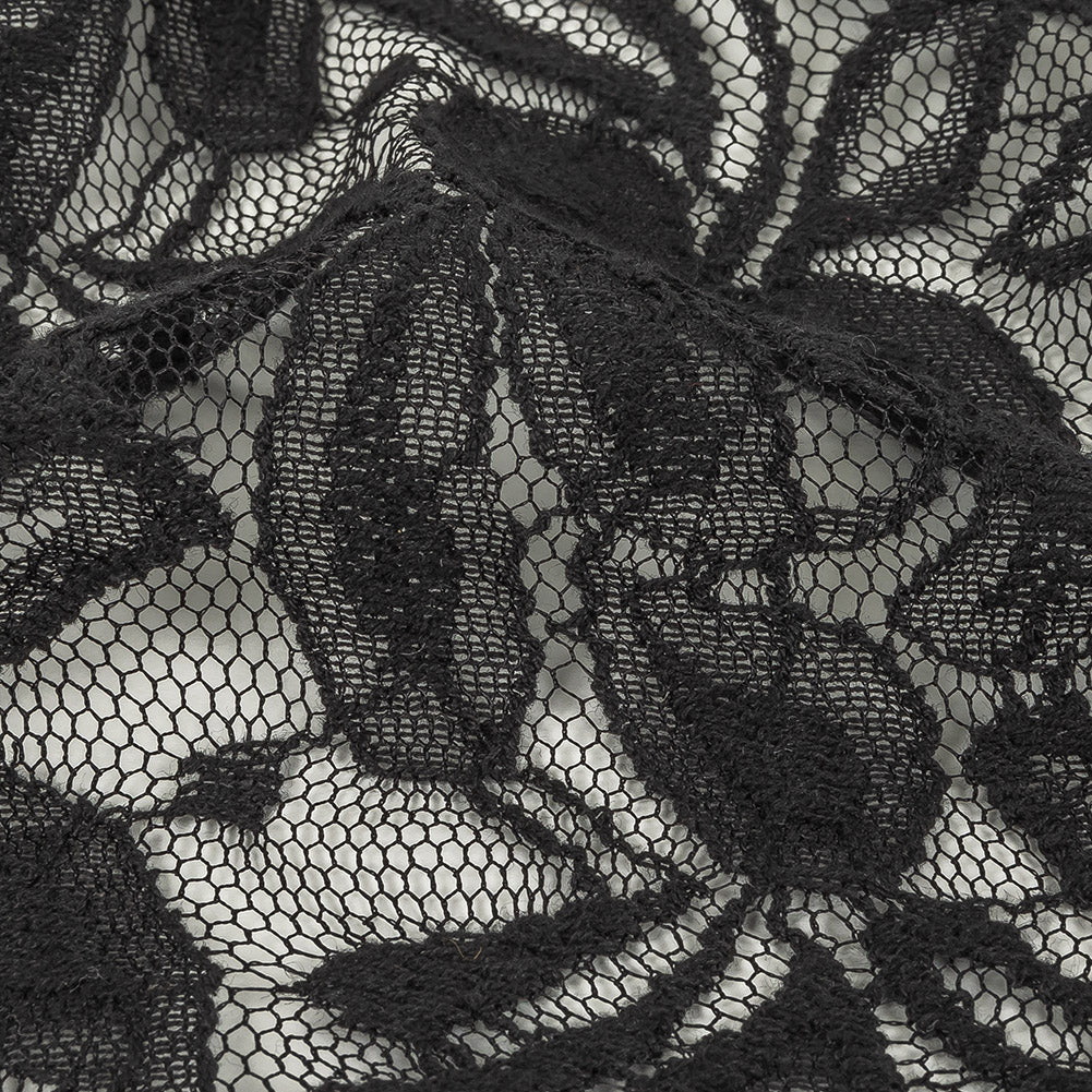 Black Floral Re-Embroidered Lace
