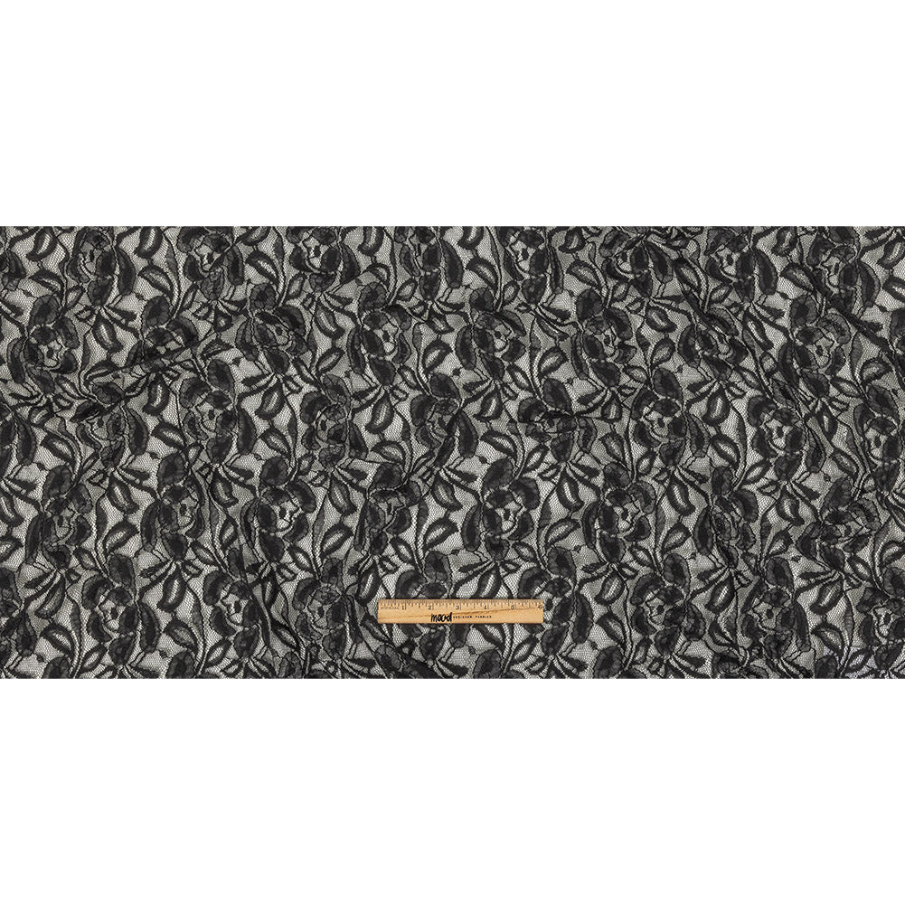 Black Floral Re-Embroidered Lace