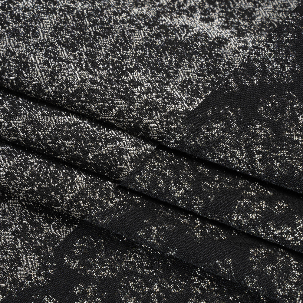 Italian Black and White Abstract Stretch Jacquard