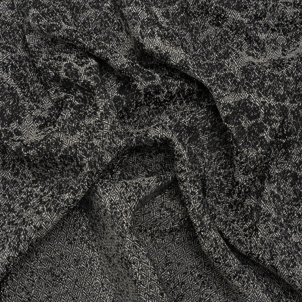 Italian Black and White Abstract Stretch Jacquard