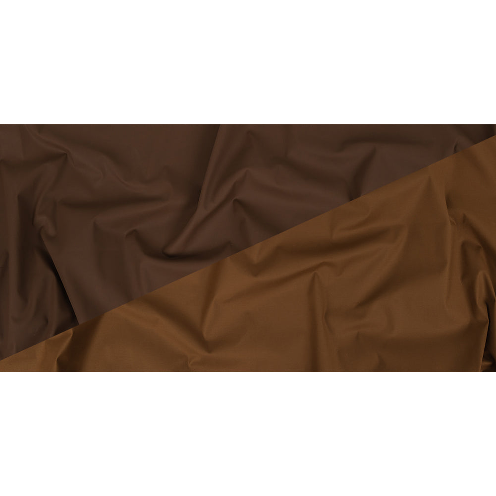 Italian Warm Brown Stretch Cotton Woven with Cocoa Waxy Laminate