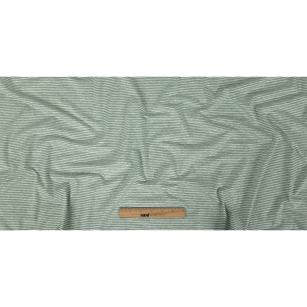 Theory Moss Green and White Alyssum Striped Linen Knit