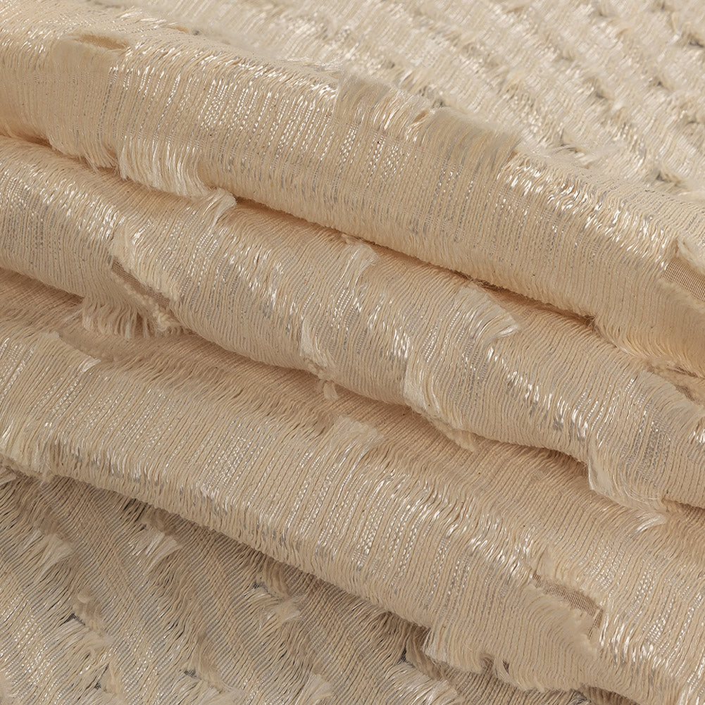 Ivory Fringed Waves Novelty Woven