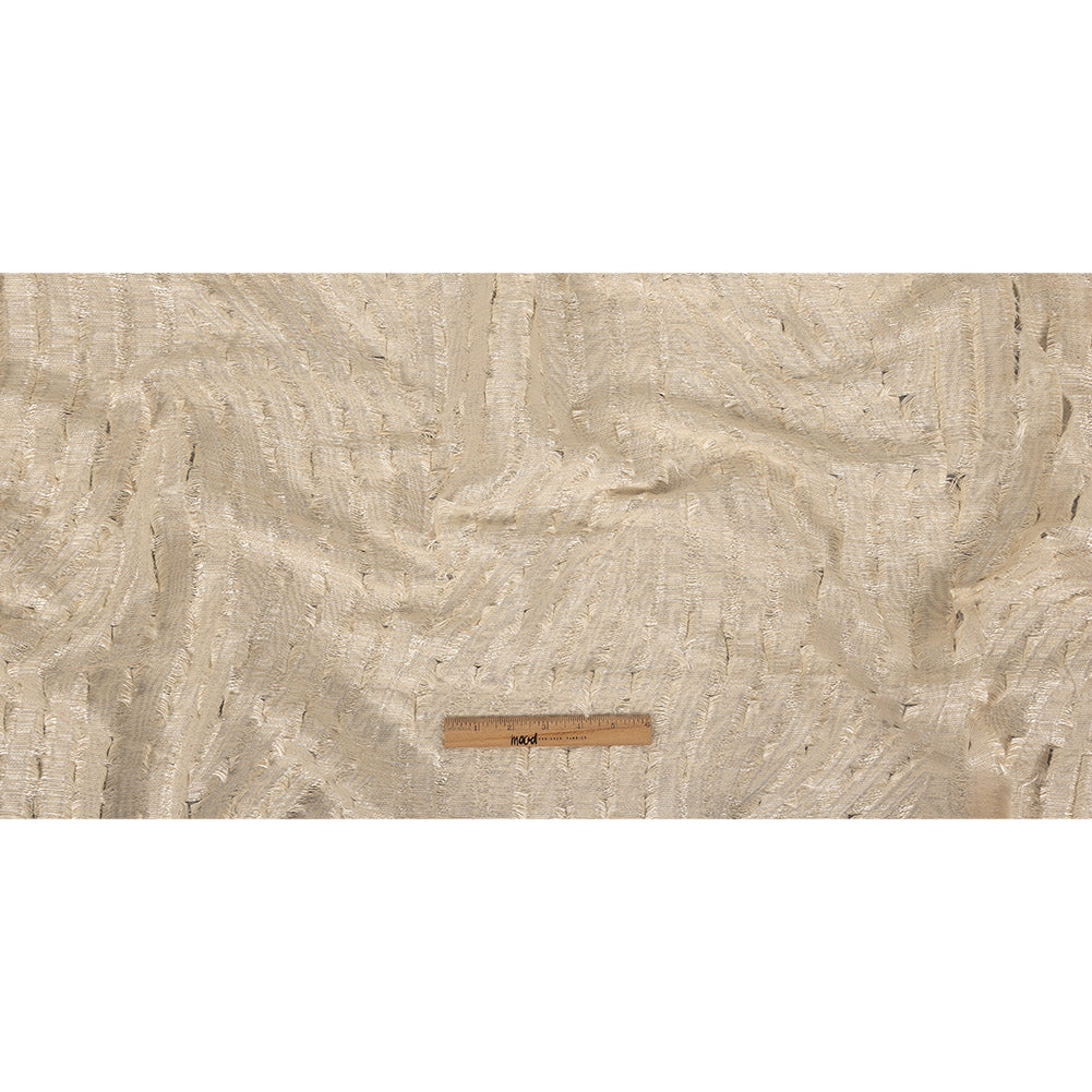 Ivory Fringed Waves Novelty Woven