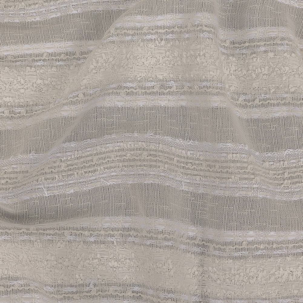 White Novelty Woven with Tactile Stripes